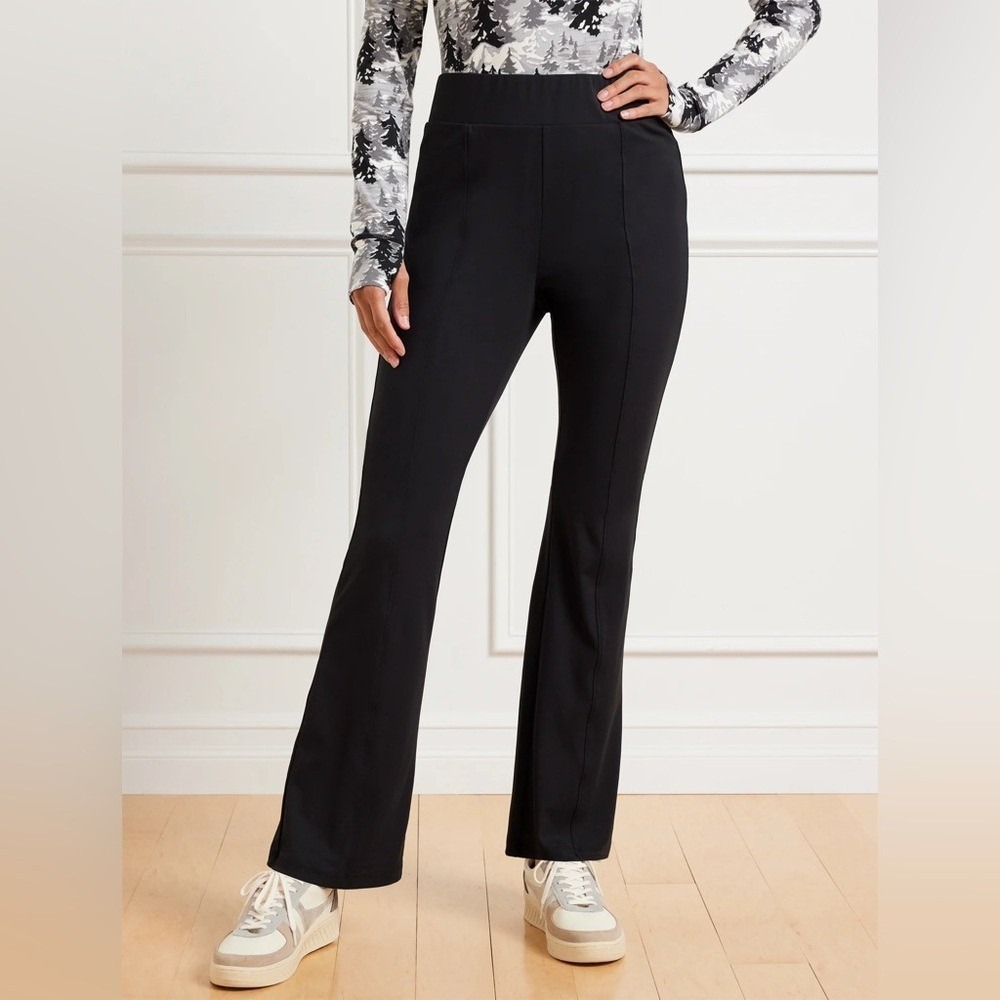 NWOT T By Talbots Flare Pants In Black‎ Pull On Stretch 1X Activewear Casual